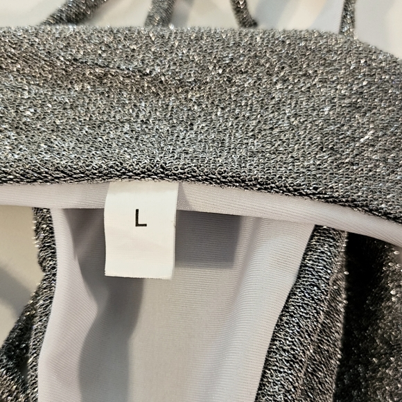 Silver Metallic Shimmering Swim Bikini Bottom - Picture 5 of 5